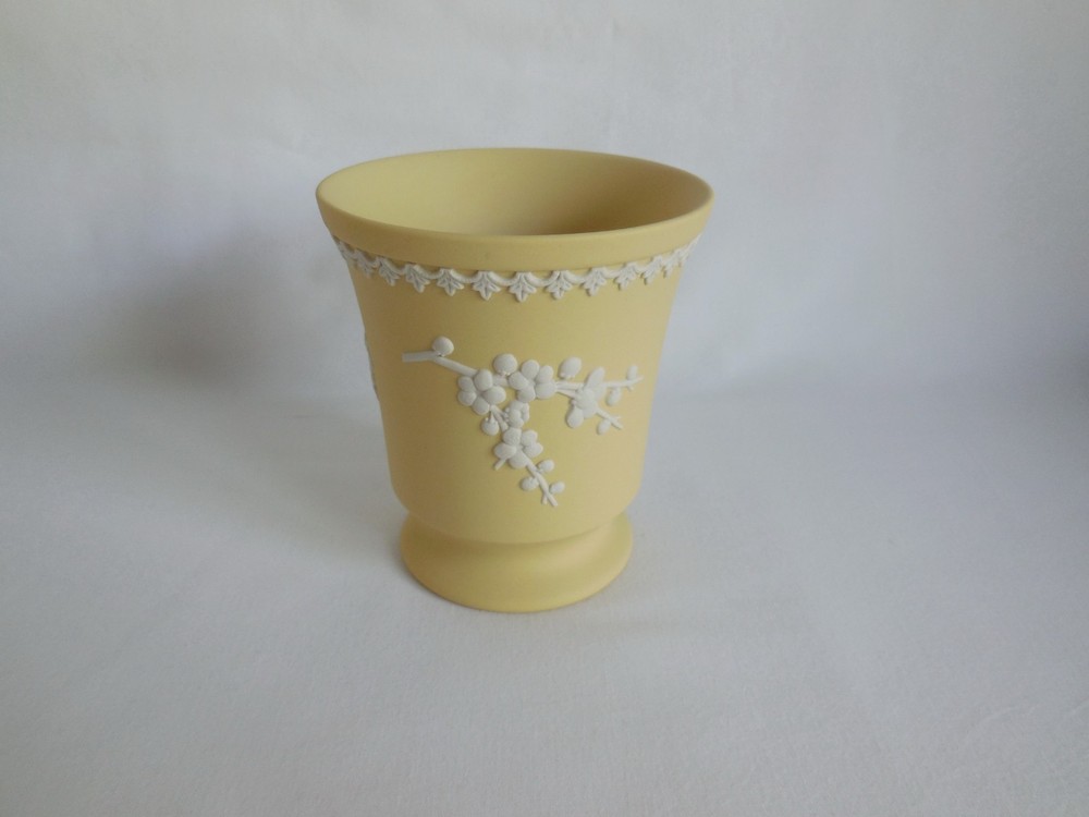 Wedgwood Primrose Yellow Jasperware Prunus Cherry Blossom Vase