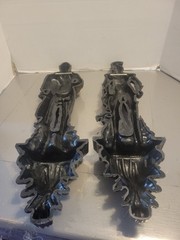 Vintage Pair 1965 Burwood Medieval Soldiers knight Wall Hanging Black & Gold