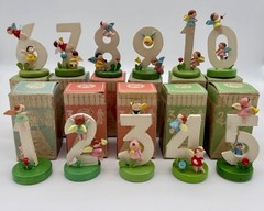 VTG Complete Sevi Wooden Birthday Cake Toppers Handmade In Italy Set of 11