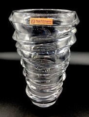 9 1/2 ” Nachtmann Clear Lead Crystal Vase Germany Looks Like A Tornado Fun
