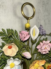 Vintage Italian Tole 13” Flower Wall Sconce (Set Of 2)