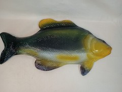 Vtg Largemouth Bass Large Art Glass Plate 24″ Serving Dish Platter Fish Decor