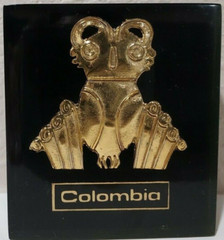 Quimbaya 24K GP Reproduction Colombia Figure Lucite Paperweight