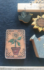 Hand Painted Wooden Primitive Country Folk Art sunflowers watering can garden