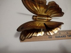 Vintage MCM Homco Set of 3 Metal Brass Copper Hanging Butterflies Wall Art Decor