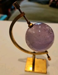 Brass Caliper with Crystal Ball Vintage Table Decor