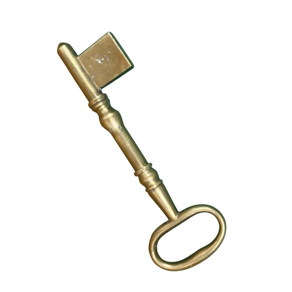 Vintage Large Solid Brass Skeleton Key Decorative Paperweight 6.5″ Gothic Retro