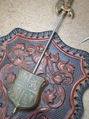 Vintage Medieval Wall Decorative Arts Coat Of Arms Europe 9×7” Used WOW!