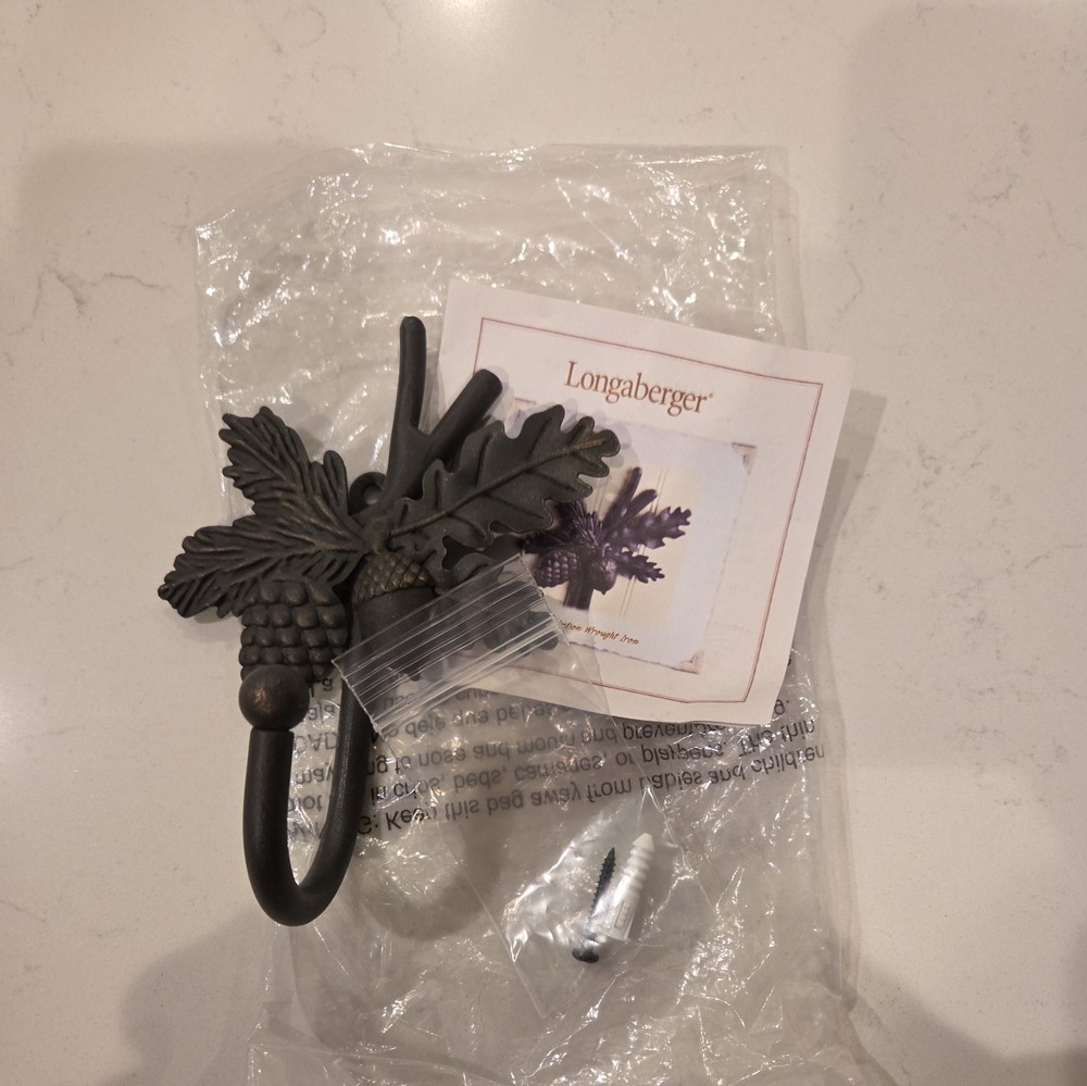 Longaberger RETIRED 2006 WR SINGL TOBOSO BLACK METAL WALL HOOK BRAND NEW