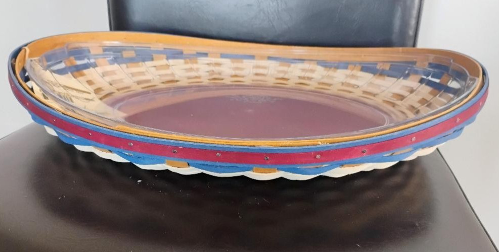 Longaberger RARE American Celebrations Swoop Tray Basket set, MINT FREESHIP!