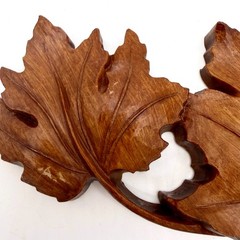 Syroco Faux Wood Maple Leaf Wall Decor Plaque Set 2 Resin Brown Autumn 7686 7687