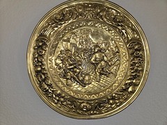 Vintage Brass Charger Wall Décor; English Village Festival 22” Diameter