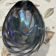 Murano seashell glass in black, gray,white and blue