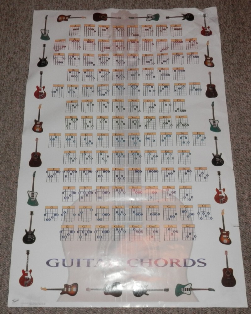 Trends 1997 Guitar Chords Poster 22″ x 34″ Lower Grade Vox Fender Gibson Guitars