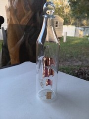 VTG MAYFLOWER GLASS WITH SMALL SHIP INSIDE A BOTTLE BRITAIN