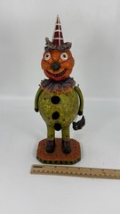 Vintage Folk Art Halloween Bobble Head Pumpkin Face Holding Mask Figurine Radko?