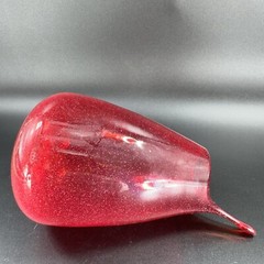 Hand Blown Studio Art Glass Vase Hand Made Glassware Vessel Red Open Top Vase