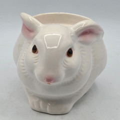 VINTAGE 70s Avon BUNNY CERAMIC PLANTER Candle Holder Hand Painted Brazil Easter