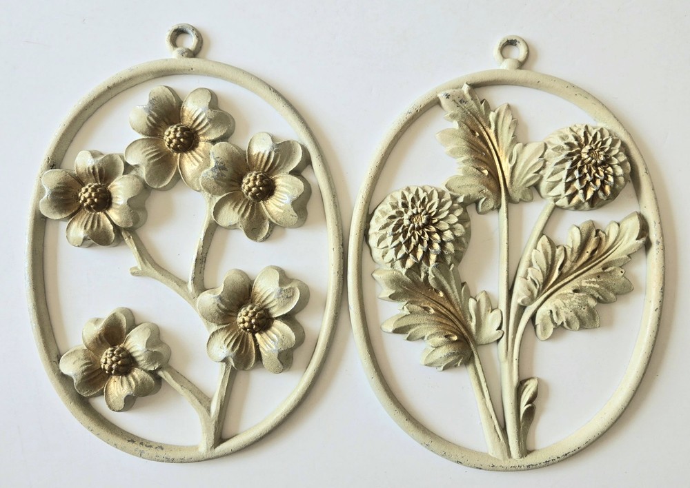 Vintage Sexton Metal Craft Wall Art Wild Flowers Floral Ovals 1970s/80s