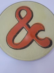 John Derain Red Letter “&” Signed 5.25 Plate Decoupage Hand Blown Glass New York