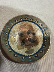 1980 Brazilian Handpainted Brass Trinket Bowl Signed Vintage Floral Decor