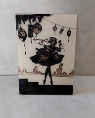 VINTAGE RELIANCE BLACK/GOLD FOIL SILHOUETTE GLASS PICTURE Unframed 1e