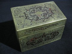 Antique Edwardian Boulle Stationery Box Asprey London Brass Scrollwork c. 1900
