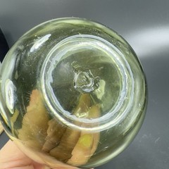Green Hand Blown Art Glass Vase Bottle With Optic Swirl Hand Made Glassware VTG