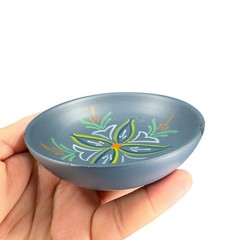 Norway Folk Art Wooden Dish Plate Hand Painted Sogndal Blue Floral Round Dish