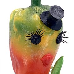 Vtg Anthropomorphic Vegetable Plastic Centerpiece Kitsch Lashes Top Hat * READ