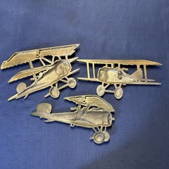 💥 Vintage Sexton Homco Metal Airplanes Wall Decor Set 3 Biplane Triplane Clean