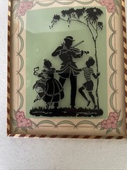 Vintage Silhouette Bubble Glass Victorian Children Violin Magican performing