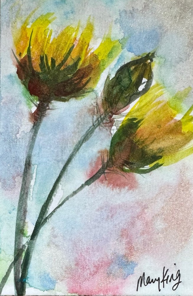 Watercolor ACEO 2.5″ x 3.5″ Original Painting by Mary King – Flowers