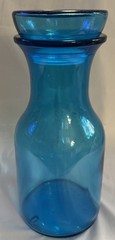 Vintage MCM Made in Belgium Large 9.5″ Turquoise Blue Glass Lever Apothecary Jar