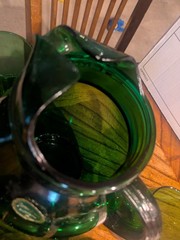 Anchor Hocking Vintage Emerald Green Pitcher & Glass Set. Made In USA