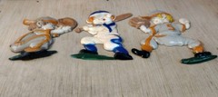1970 SEXTON 3 BASEBALL PLAYERS CAST METAL WALL HANGINGS Catcher Batter Pitcher