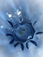 Hand Blown Art Glass Bowl – Blue Clear – Ruffled Edge – Vintage MCM – 10”