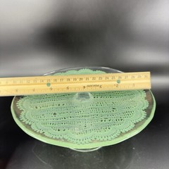 Anthropologie Cake Stand Footed Dish Flash Green Top Clear Bottom Cake Dish