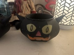 Mary Engelbreit Enesco Metal Black Cat Head Ghoul Face Rare Halloween 4 Cats 03