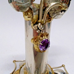 Copa Collection Made in Brazil Brutalist Mixed Metal and Amethyst Candleabra