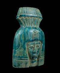 Rare Egyptian Antiques Figurine Goddess Hathor Head Statue Authentic BC