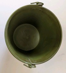 Vintage 1980 Green Toleware Metal Bucket With Hand Painted Flowers Signed
