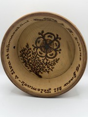 Vintage Norwegian Tine Butter Bowl Hand Carved Wood Rosemaling Morgedal 1980