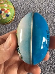 Vtg Tin Metal Egg Candy Containers RABBIT CHICK Murray Allen SWITZERLAND Lot 2