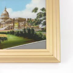 Antique US Capitol Reverse Painting on Glass Mother of Pearl Dunham Specialty NY