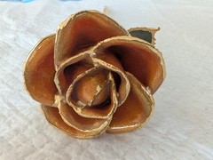 Steven Singer Orange Rose Preserved & Dipped in 24kt Gold ~ Sparkle Collection