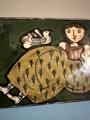 Tile/Hot Plate Switzerland Woman Bird Big Dress
