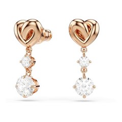 [Swarovski] Lifelong Heart Drop Earrings Heart Design White with Rose Gold Tone