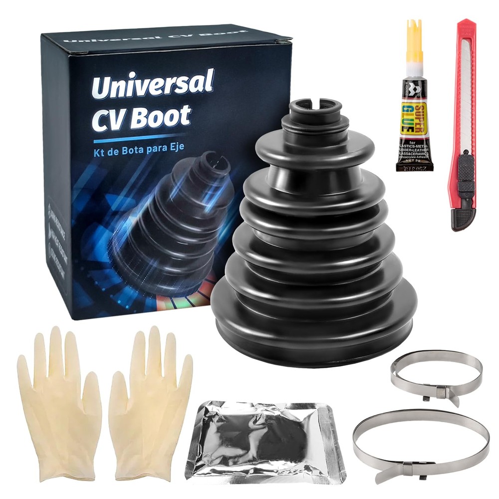 CV Boot Split Replacement Kit with Stainless Steel Clamps – Black