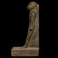 Rare Ancient Egyptian Standing Noble Statue Black Basalt Style Ankh Hieroglyphs